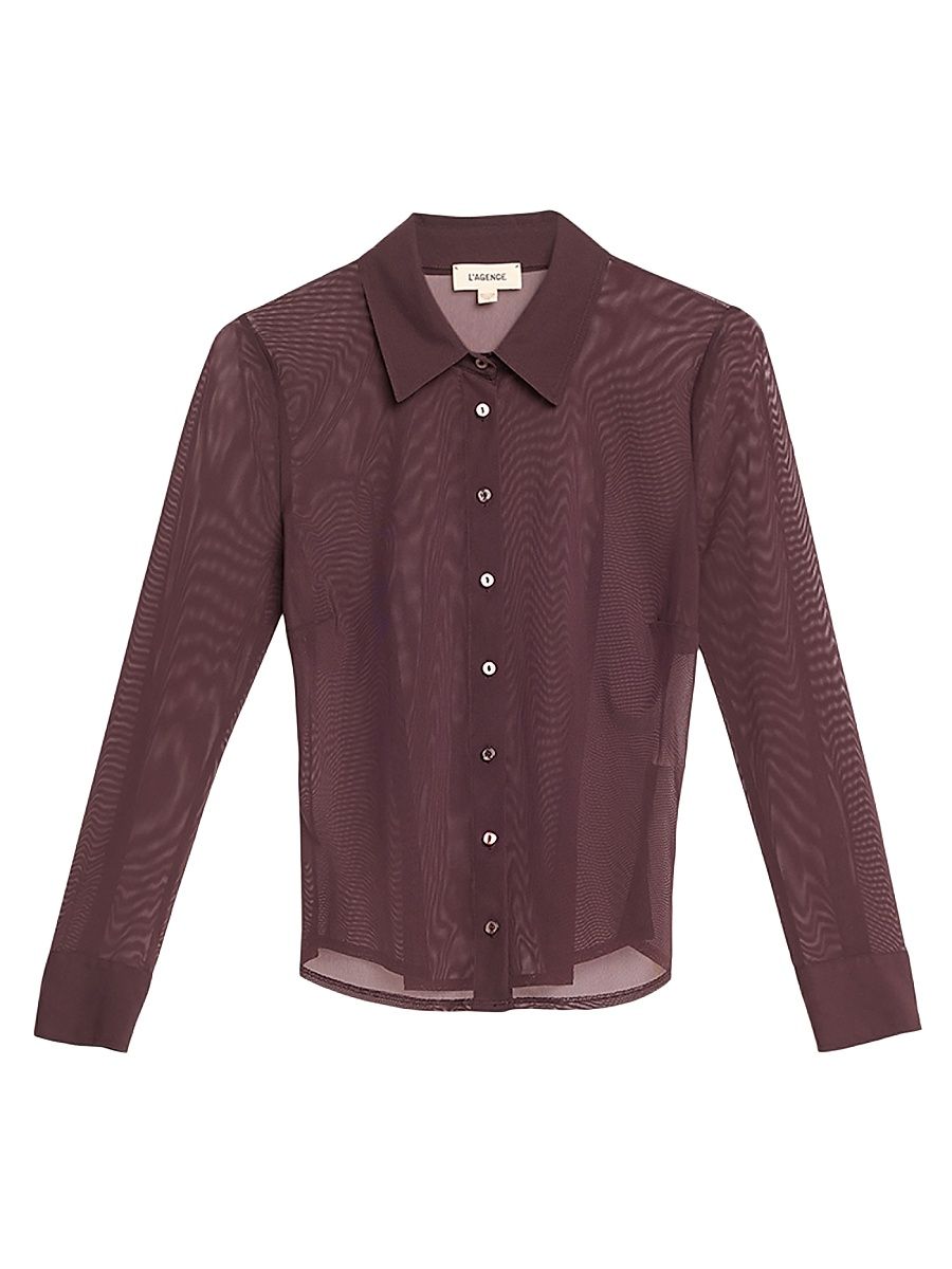 Women's Indiana Fitted Mesh Blouse - Dark Syrah - Size XL