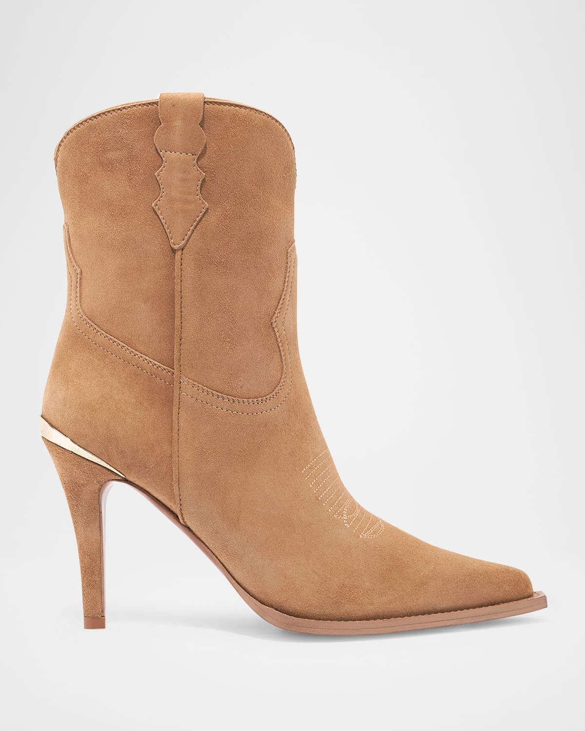 Katie Suede Western Stiletto Booties