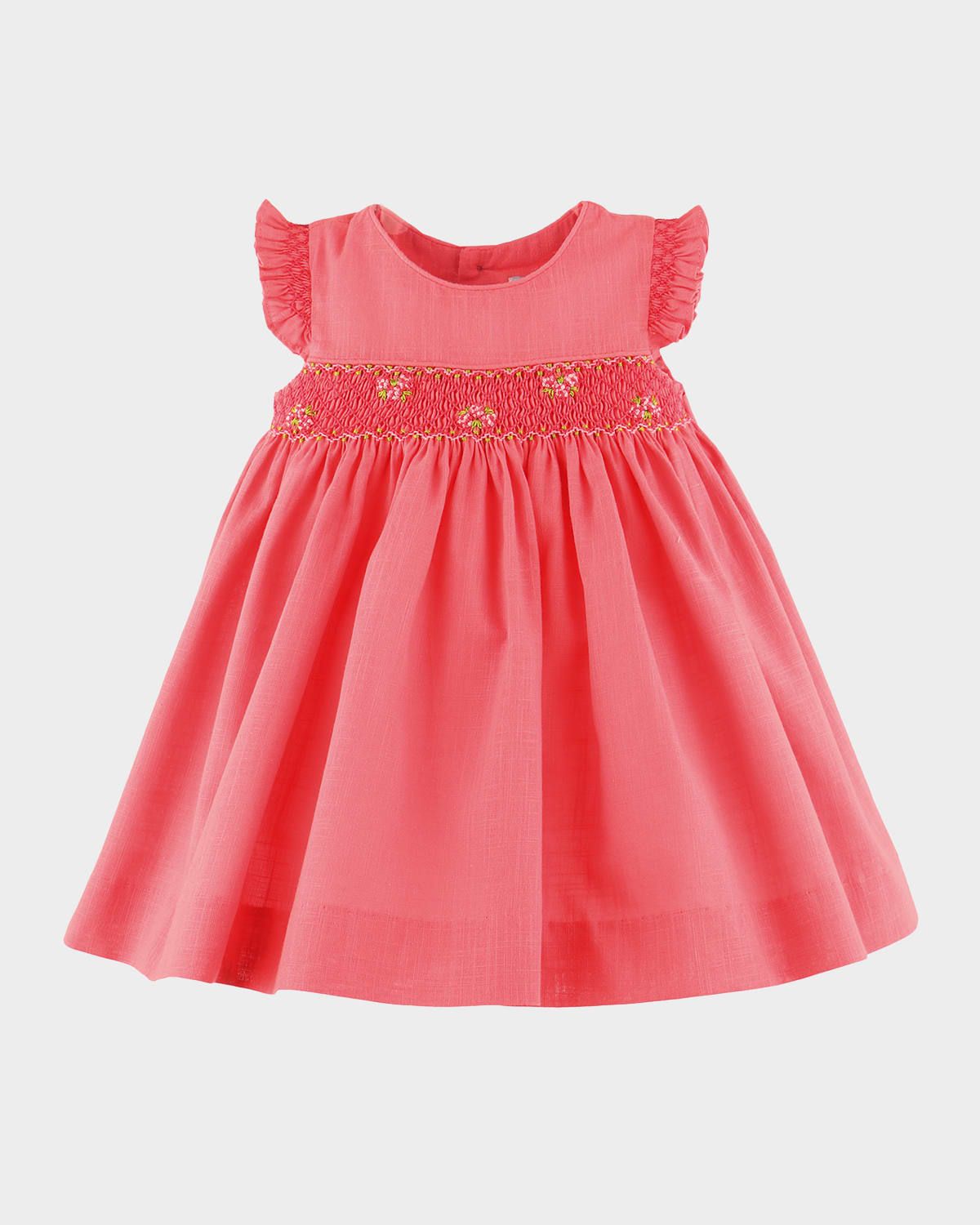 Girl & apos;s Fil-a-Fil Smocked Cotton Dress, Size 2-5