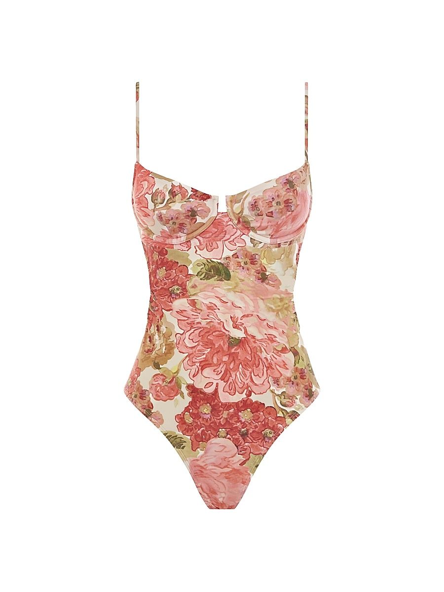 Women's Tapestry Quintessential Floral One-Piece Swimsuit - Dahlia - Size Large