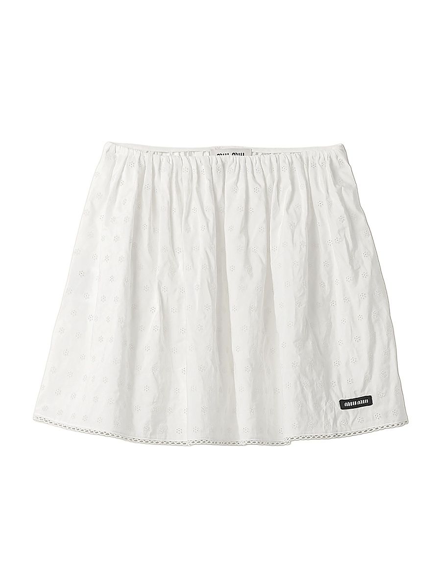 Women's Slubbed Eyelet Poplin Skirt - White - Size 8