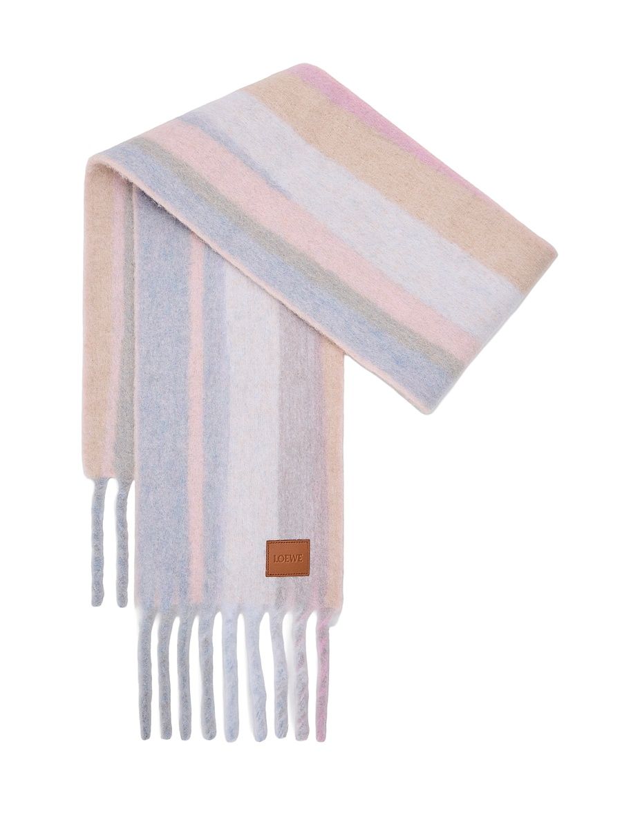 Women's Colorblocked Striped Alpaca-Blend Scarf - Light Blue Pink Sandstone