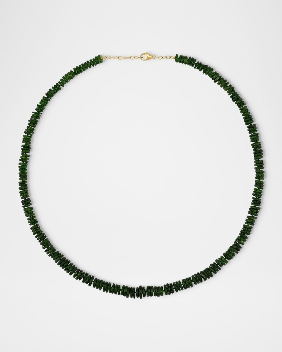 Fancy-Cut Chrome Diopside Necklace in 14K Yellow Gold, 17.5"L