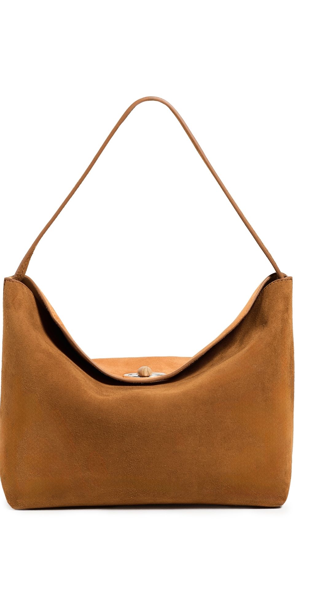 Christopher Esber Turnlock Suede Shoulder Bag Russet/Tan One Size