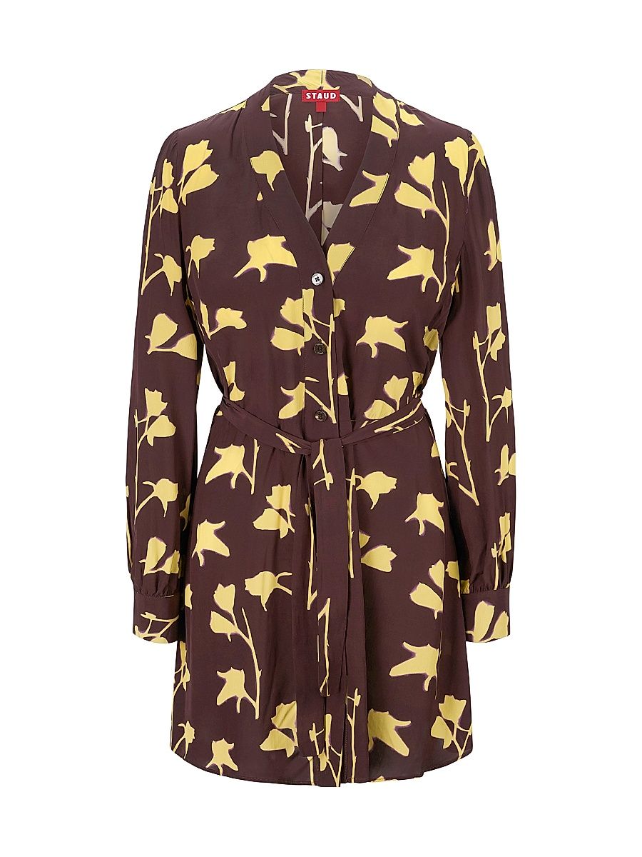 Women's Babs Flora Tie-Waist Shirtdress - Earth Pressed Floral - Size Large