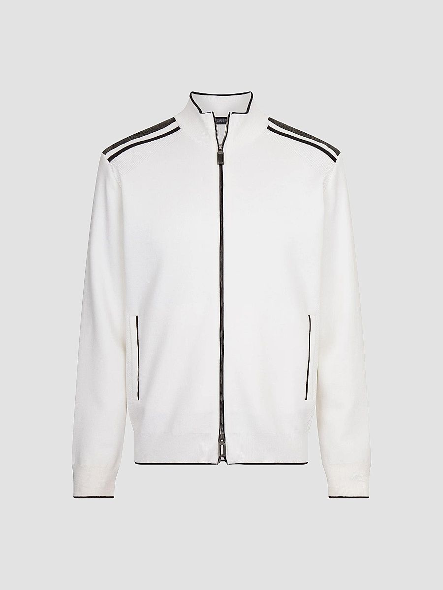 Stefano Ricci Men's Jogging Blouson Jacket with Croc Details - White - Size 38