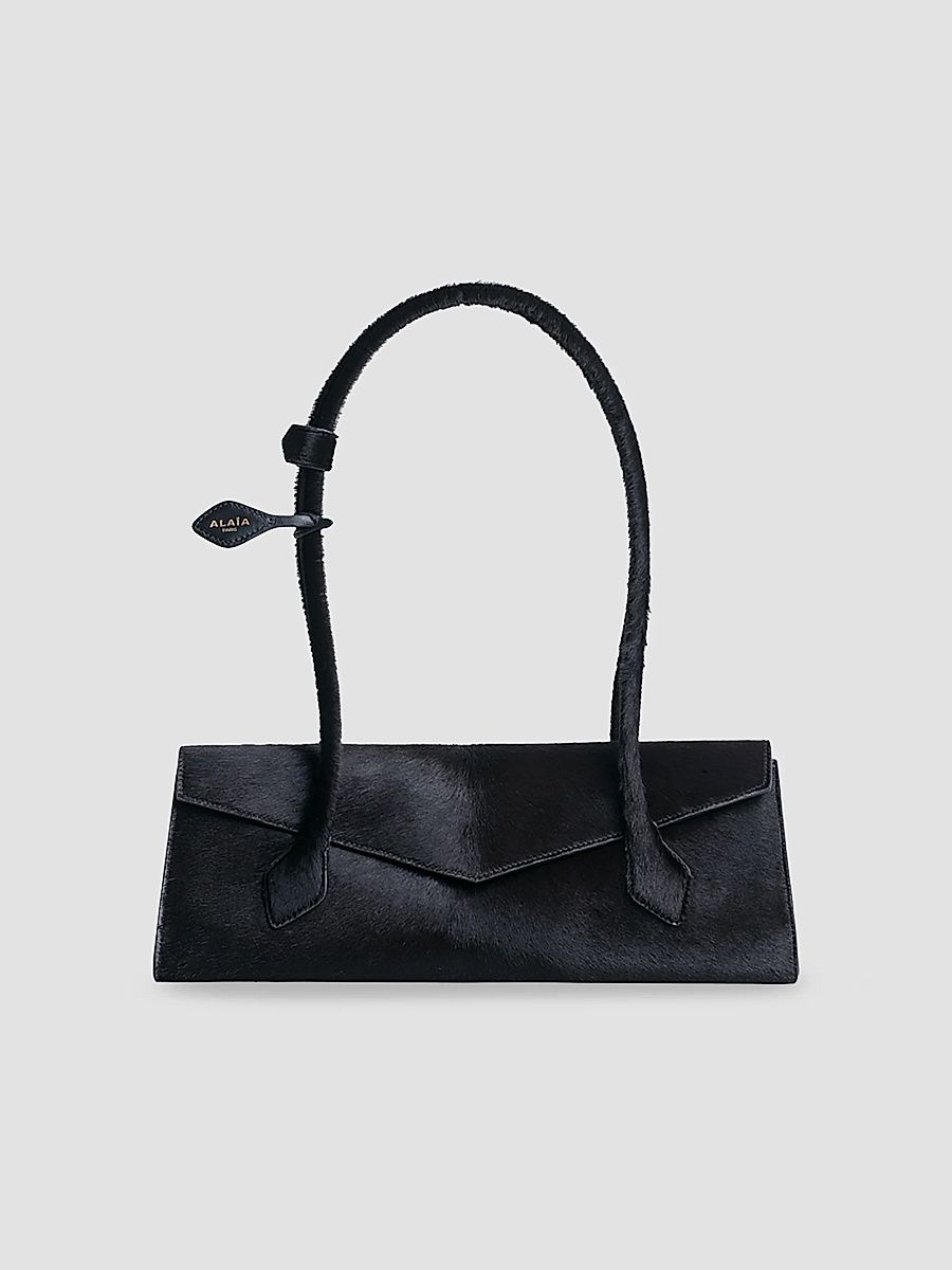 ALAÏA Women's Le Teckel Flap Medium Calf-Hair Shoulder Bag - Chocolate