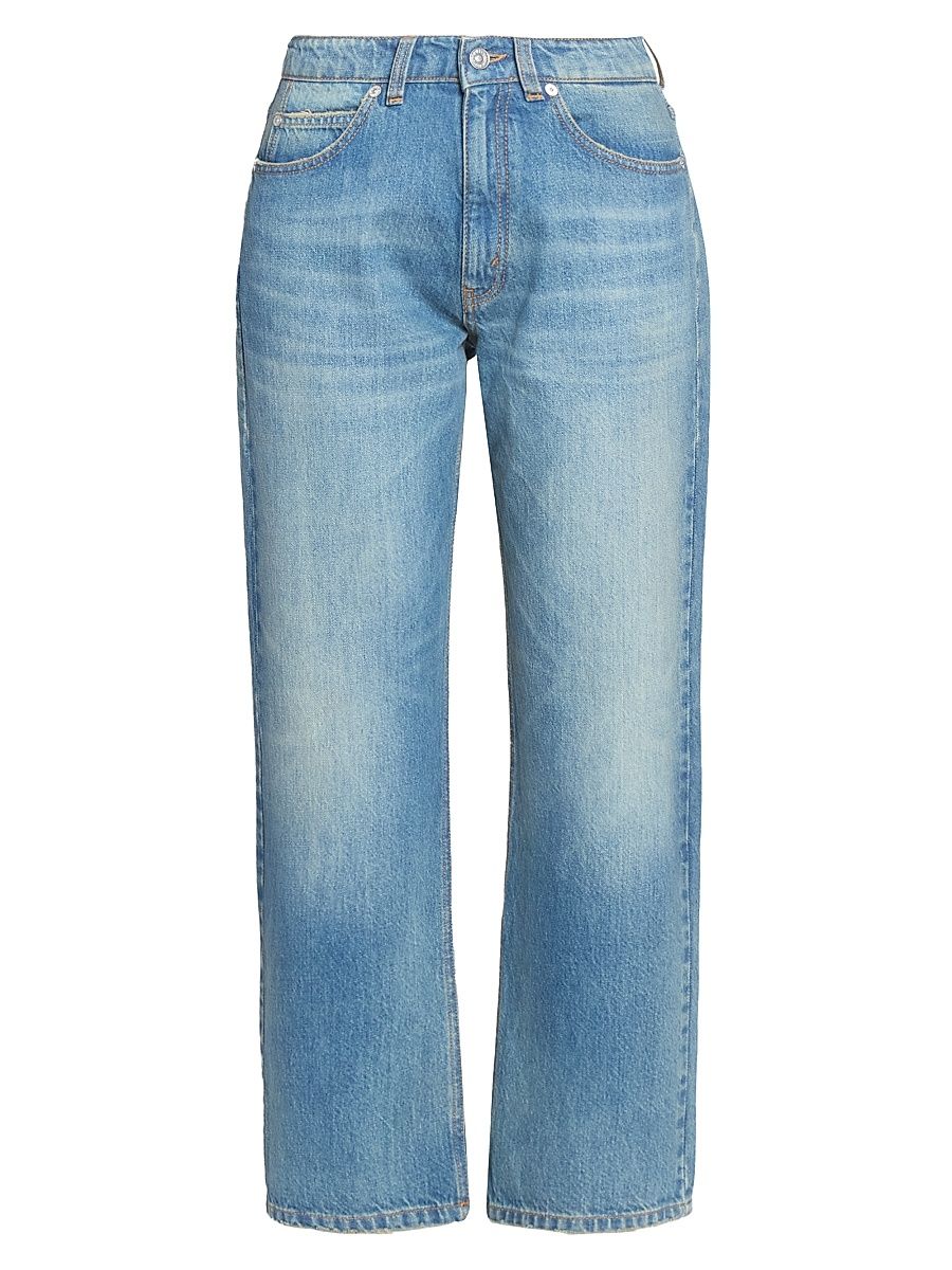 Women's Bernie Mid-Rise Straight-Leg Crop Jeans - Washed Blue - Size 25
