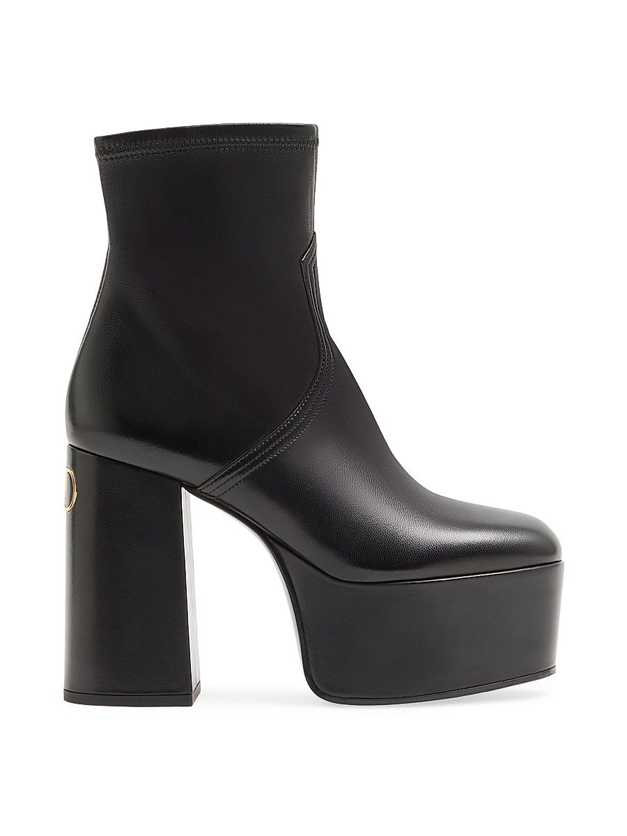Women's Fawcette Platform Ankle 120MM Boots in Stretch Nappa - Black - Size 11.5
