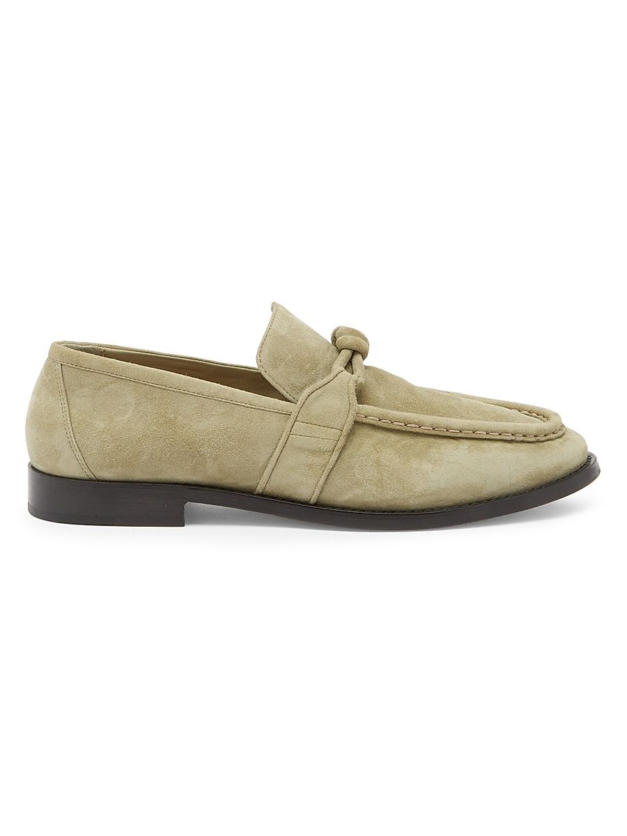 Men's Astaire Leather Knot-Detail Loafers - Taupe - Size 11