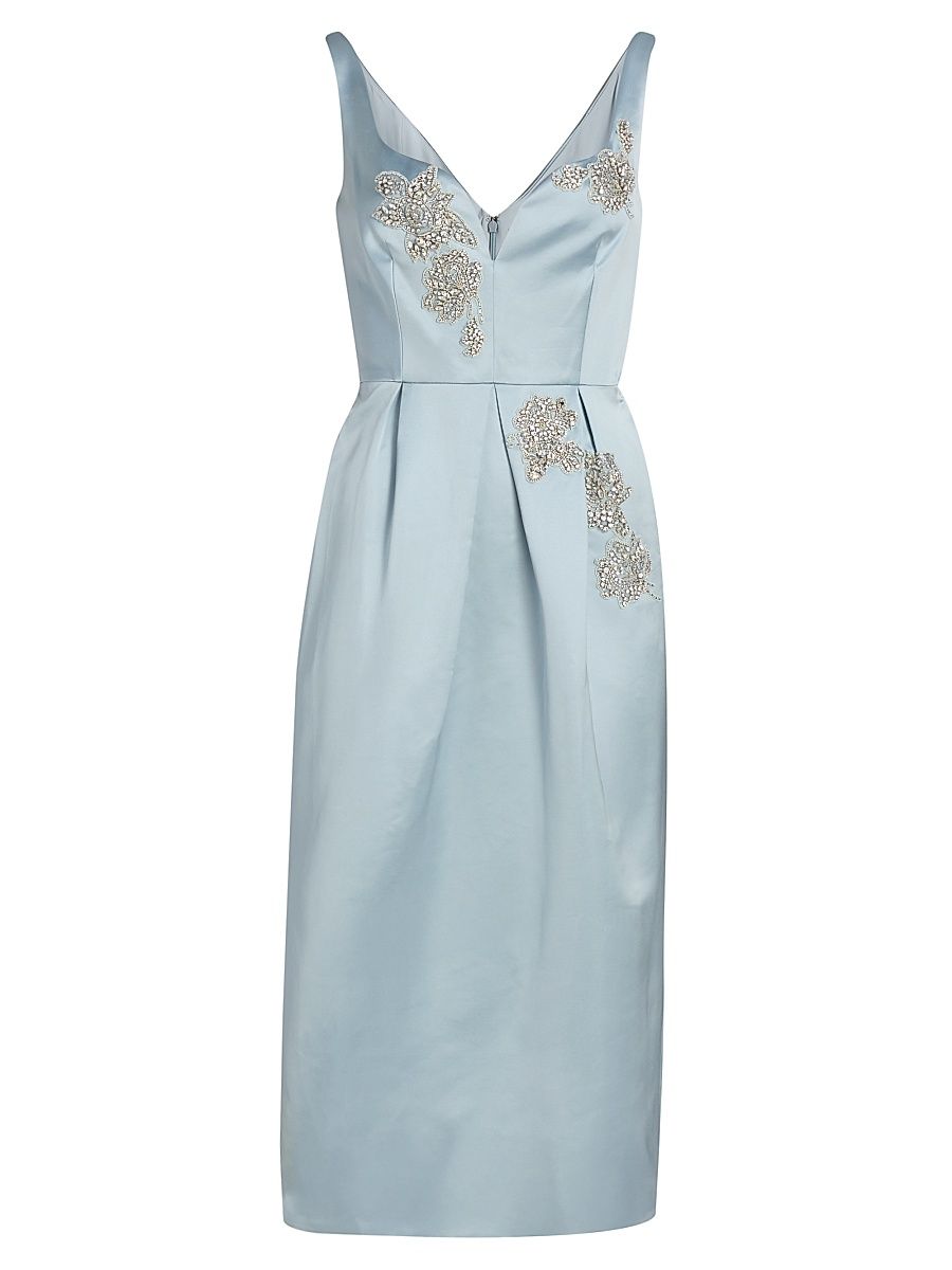 Women's Embellished Satin Cocktail Dress - Cloud - Size 8