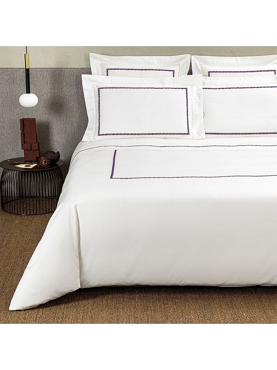 Affinity Embroidered Duvet Cover & Sham Collection - Milk Plum - Size Queen