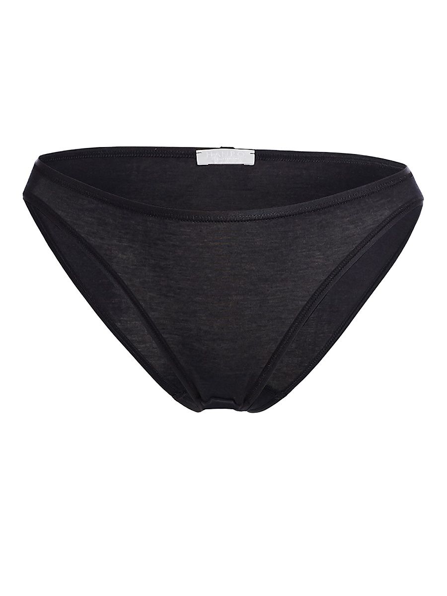 Women's Cotton Seamless High-Cut Brief - Black - Size Large