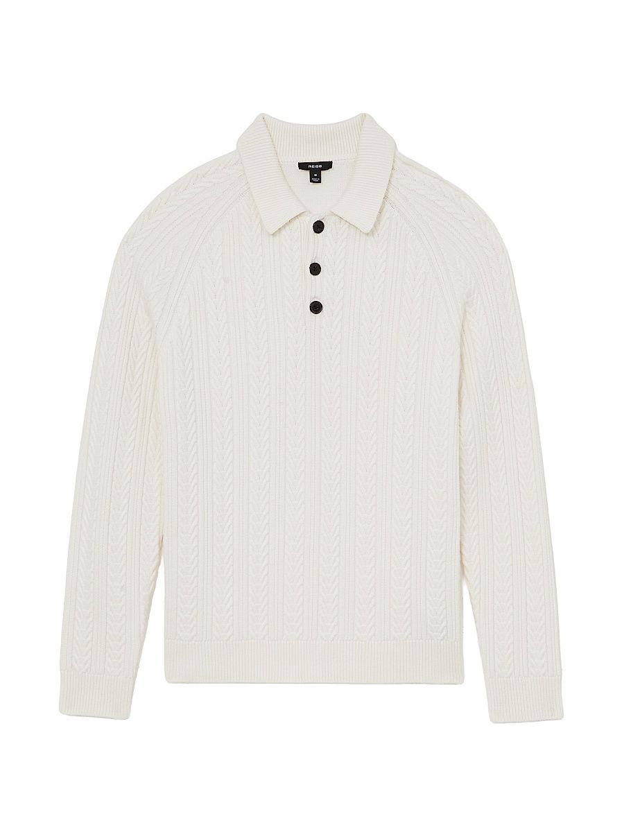 Men's Evesham Cable-Knit Sweater - Winter White - Size Medium