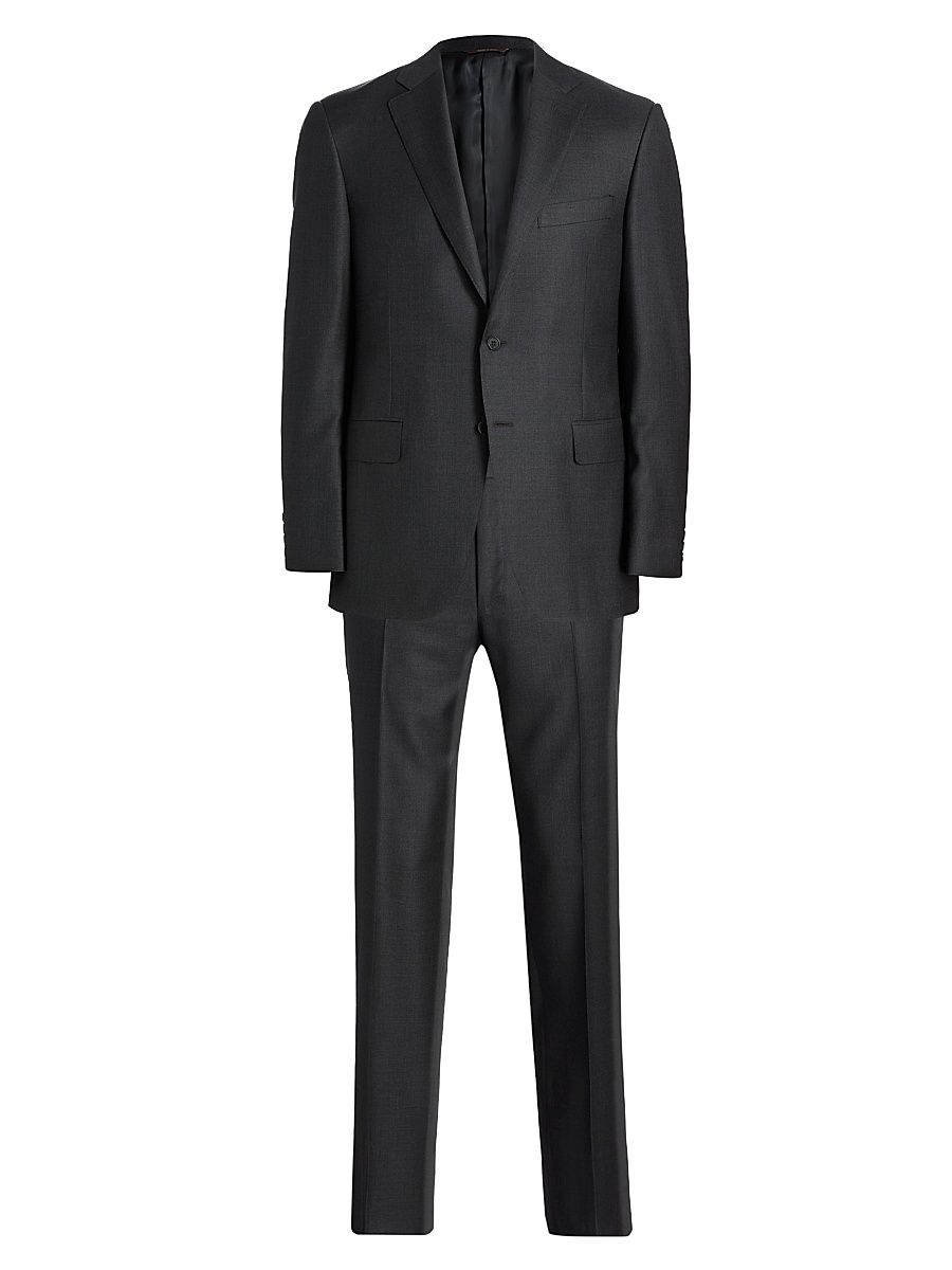 Men's Wool Single-Breasted Suit - Charcoal - Size 50