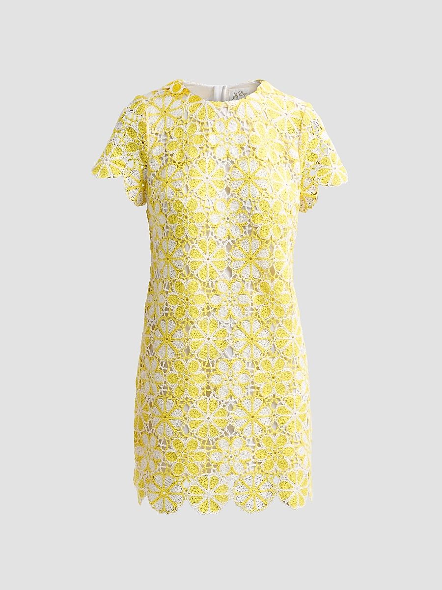 Women's Cortney Crochet Shift Dress - Mimosa Yellow - Size XL