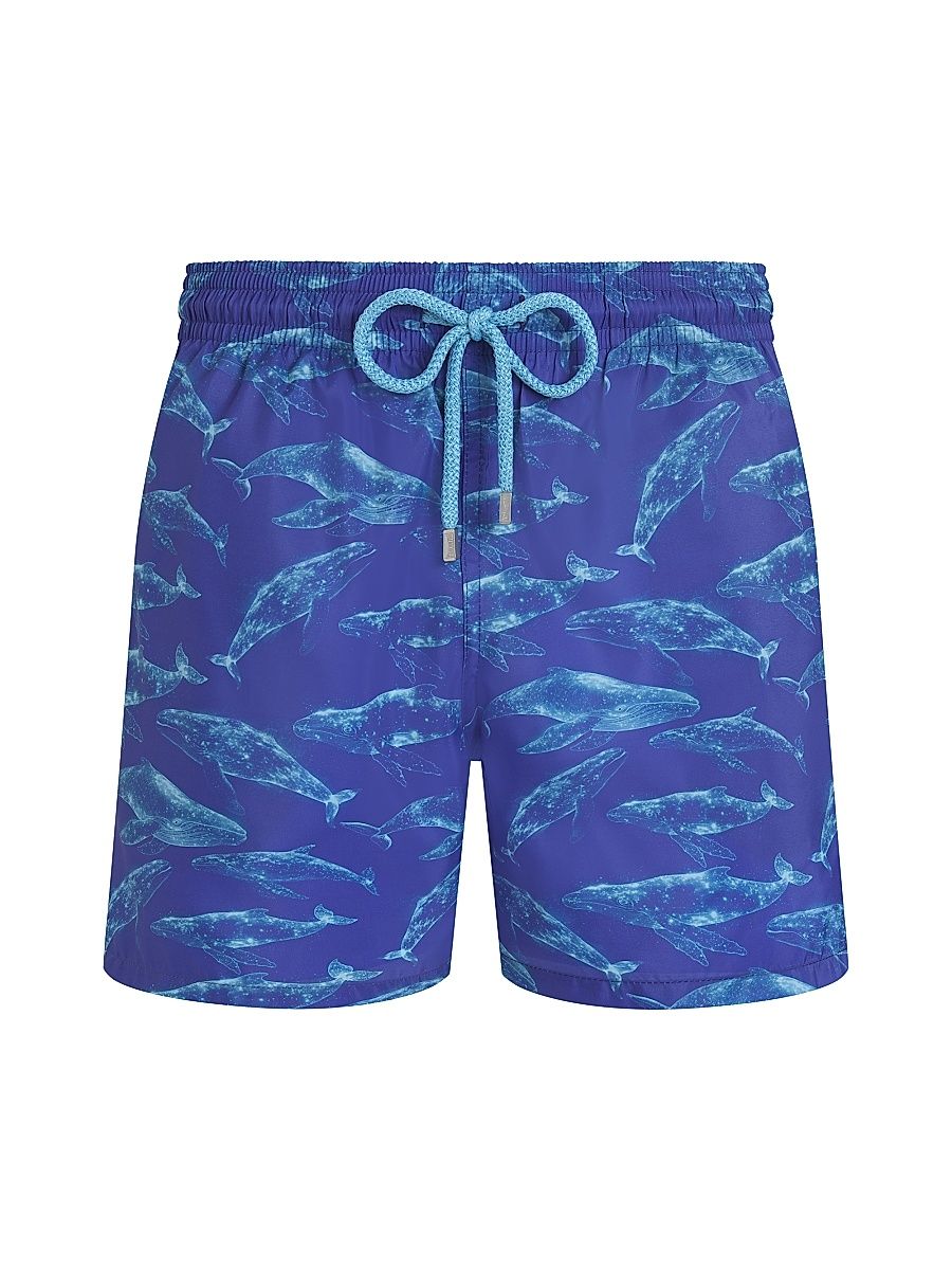 Men's Sparkling Whales Packable Swim Shorts - Royal Skies - Size Small