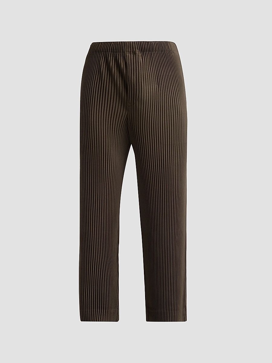 Men's Pleated Knit Pants - Shade Grayish Brown - Size Small
