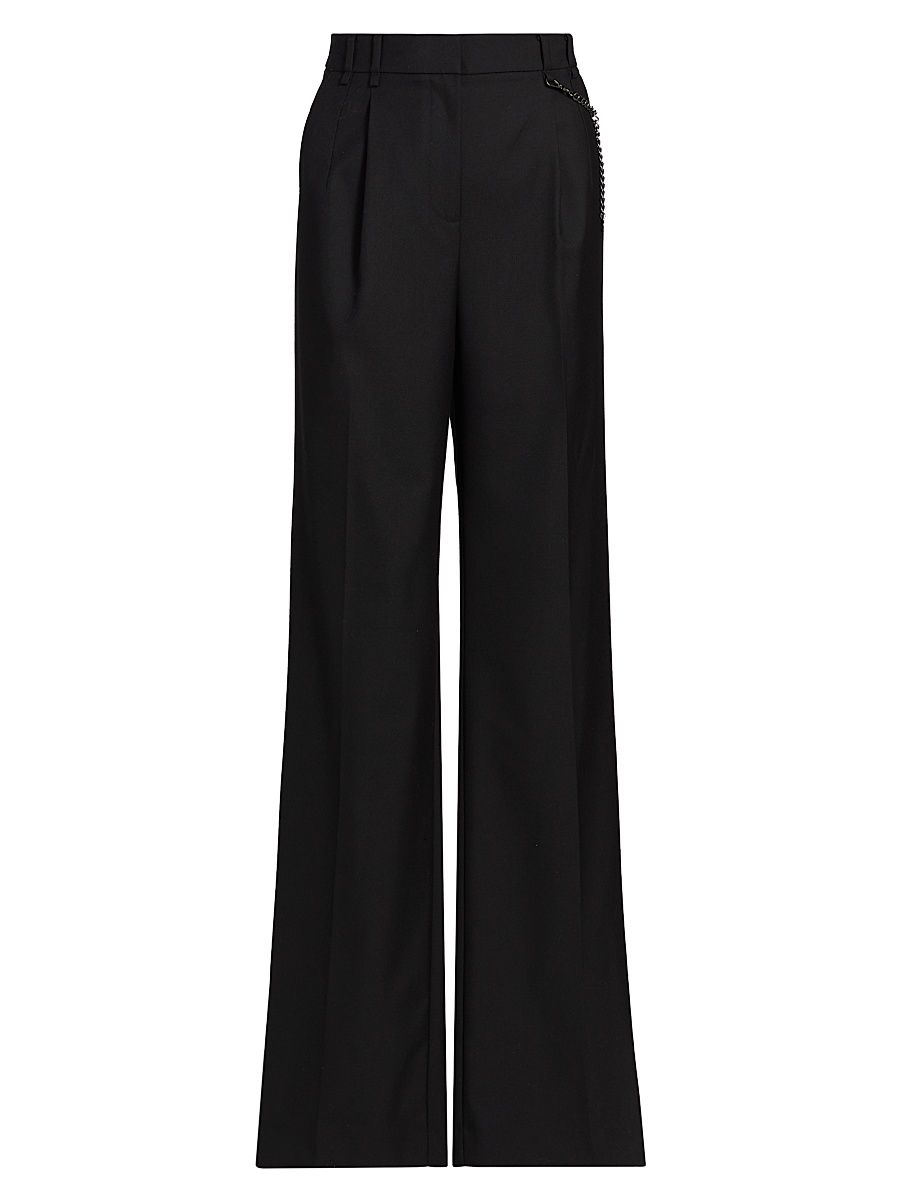Women's Steven Pleated Wool-Blend Pants - Black - Size 14