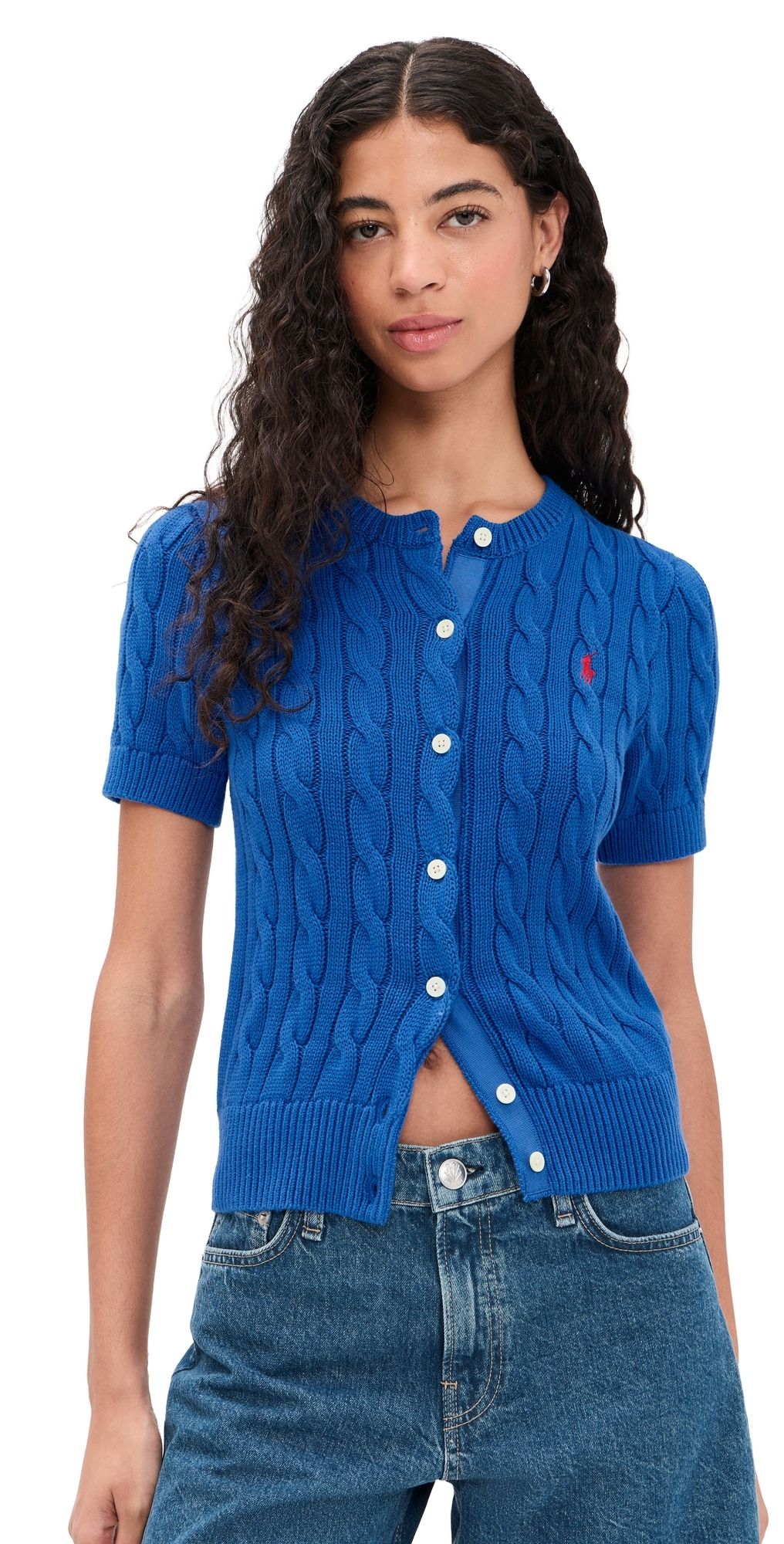 Polo Ralph Lauren Cable Knit Cardigan Gala Blue L