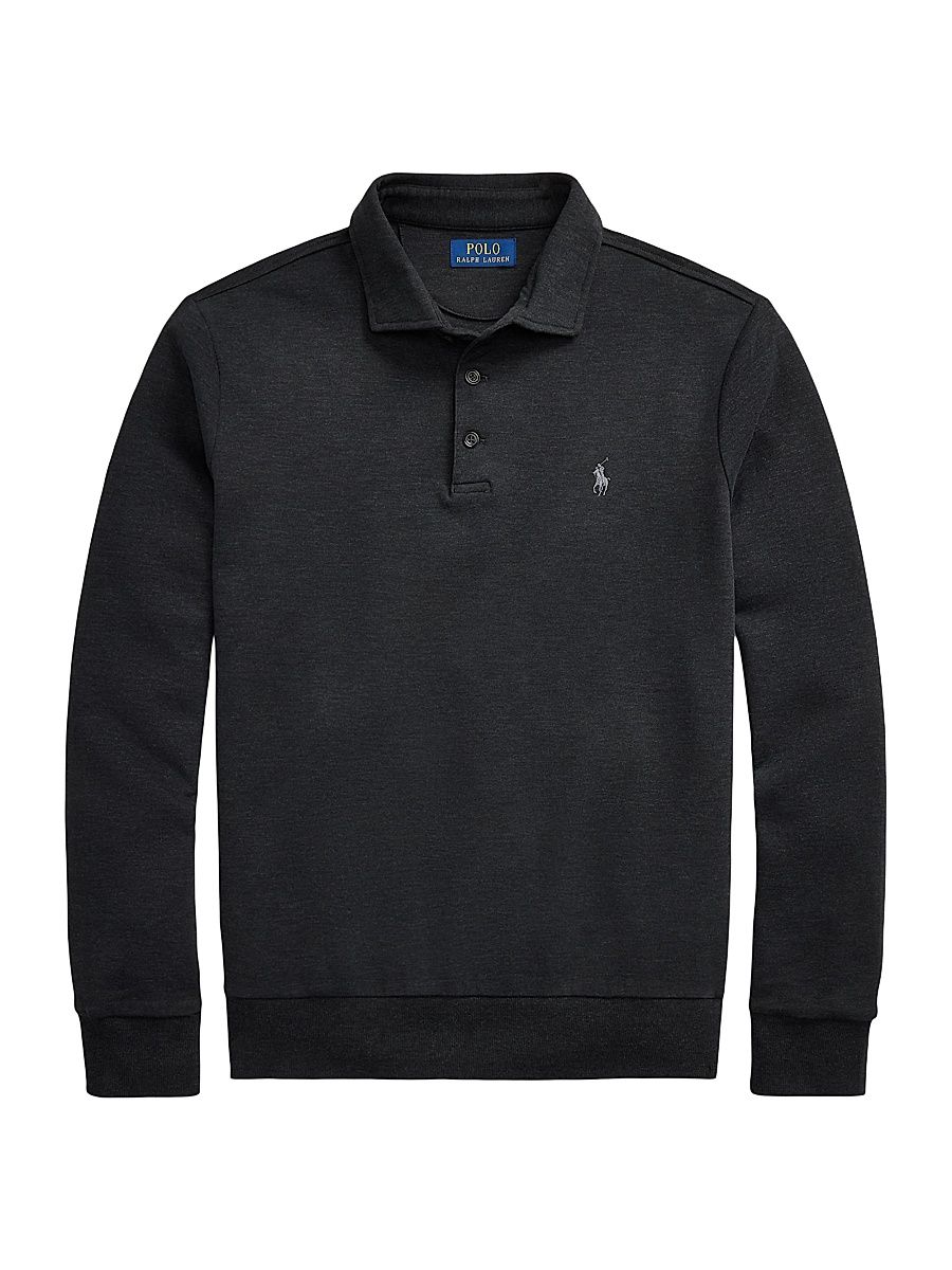 Men's Long Sleeve Polo - Polo Black Heather - Size Large