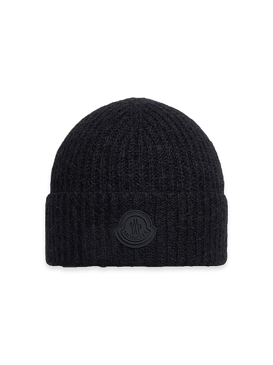 Women's Beanie Hat in Wool and Mohair Blend - Black