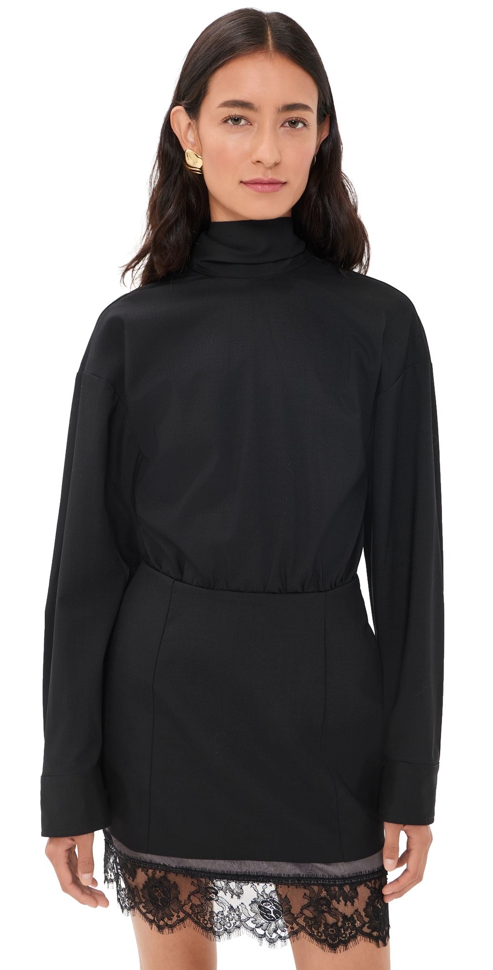 MSGM Combo Long Sleeve Dress Black 36