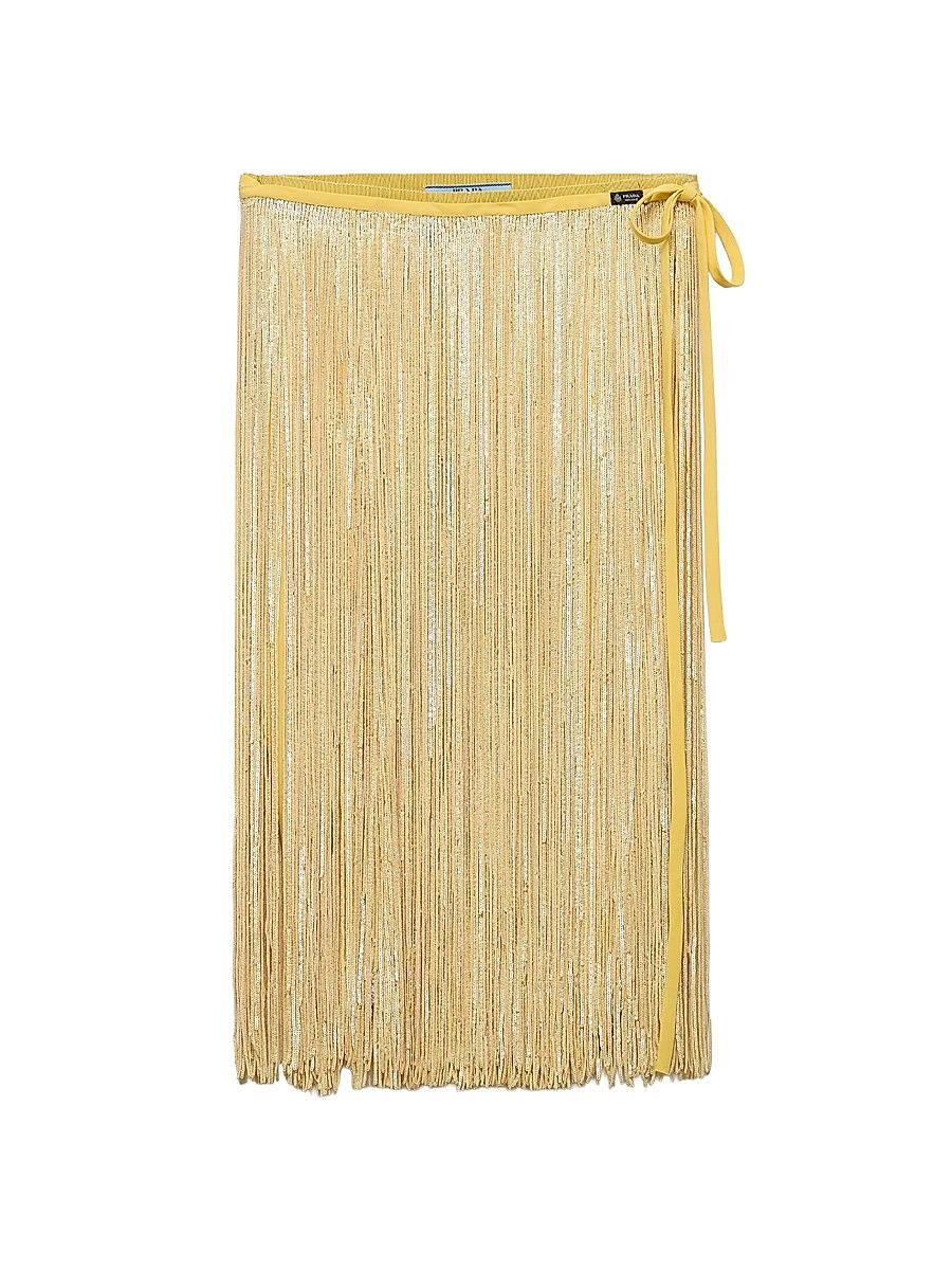 Women's Skirt With Sequin Fringe - Yellow