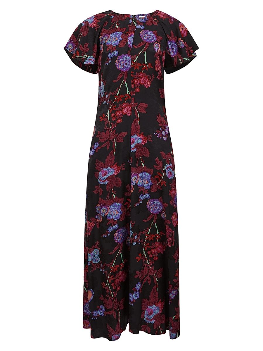 Women's Leni Floral Flutter-Sleeve Midi-Dress - Size 4