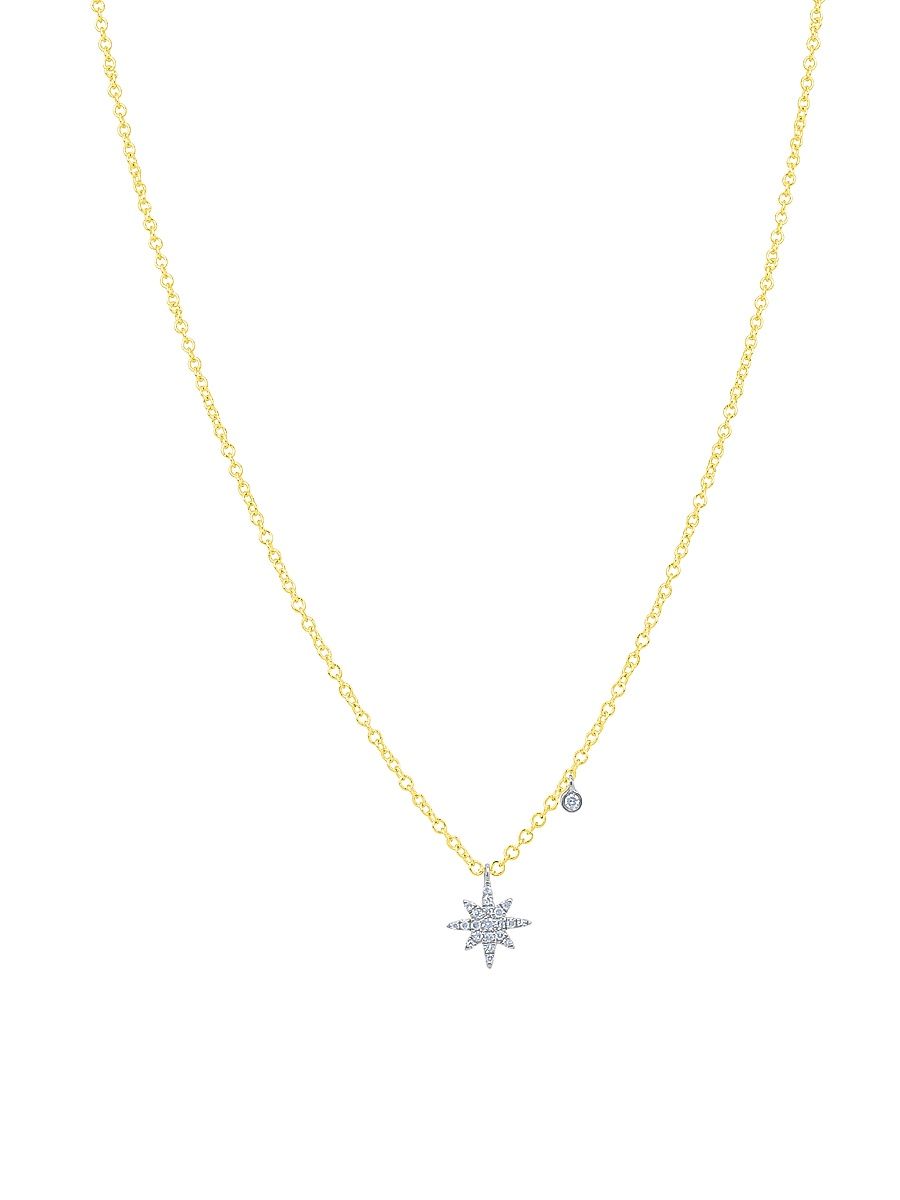 Women's Mini Starburst Two-Tone 14K Gold & .06 TCW Diamonds Pendant Necklace - Yellow Gold