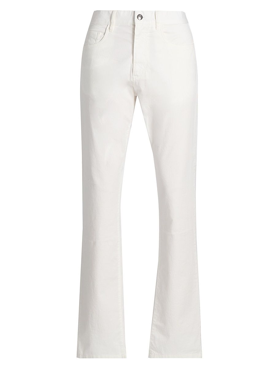 Men's Stretch-Cotton Straight Jeans - White - Size 34