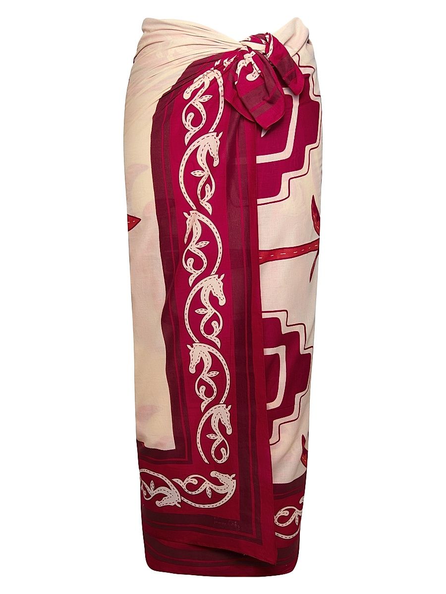 Women's La Paz Tropical Equestrian Pareo - Mexicas Red Ecru Wine