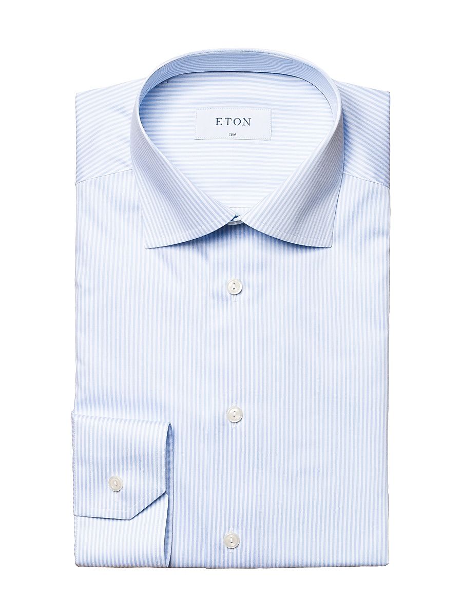 Men's Contemporary Fit Bengal Stripe Shirt - Blue - Size 15