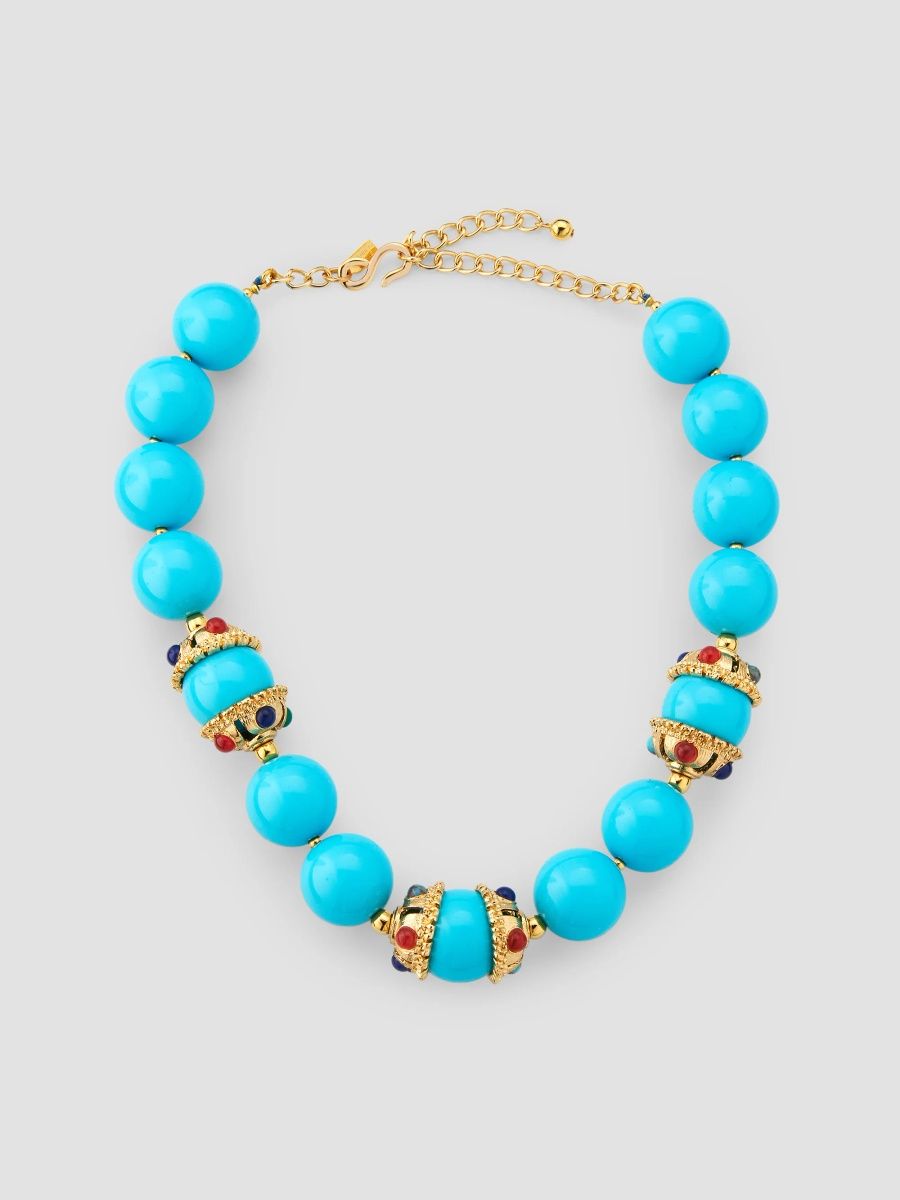Kenneth Jay Lane Women's Turquoise Bead & Multi-Cabochon Cap Necklace - Turquoise
