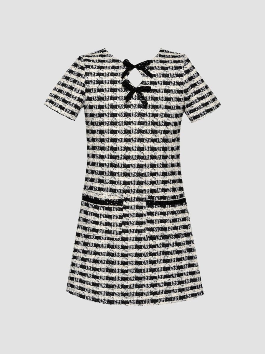 Girl's Little Girl's & Girl's Houndstooth Sequin A-Line Dress - Black - Size 14