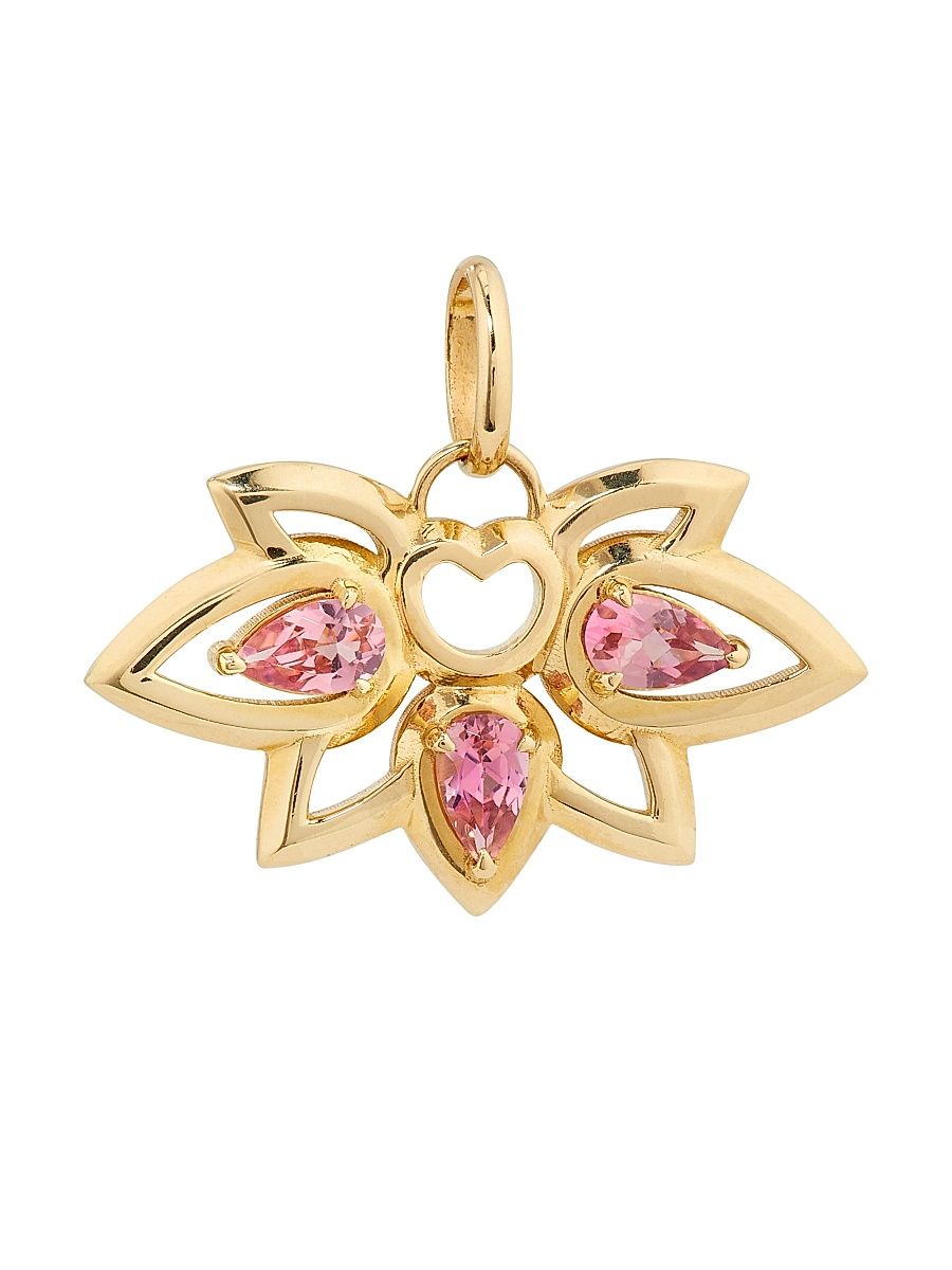Women's Palace 14K Yellow Gold & Pink Tourmaline Lotus Charm - Gold