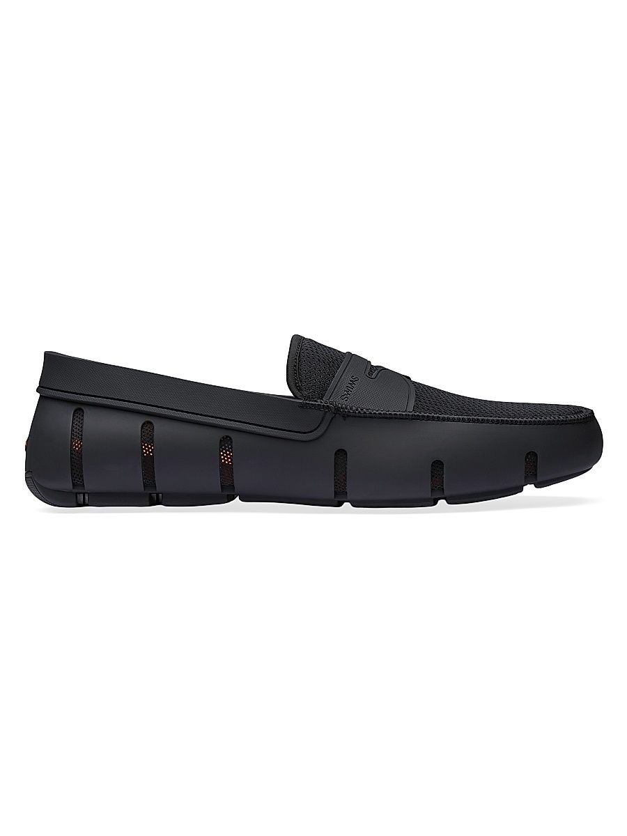Men's Mesh & Rubber Penny Loafers - Black - Size 13