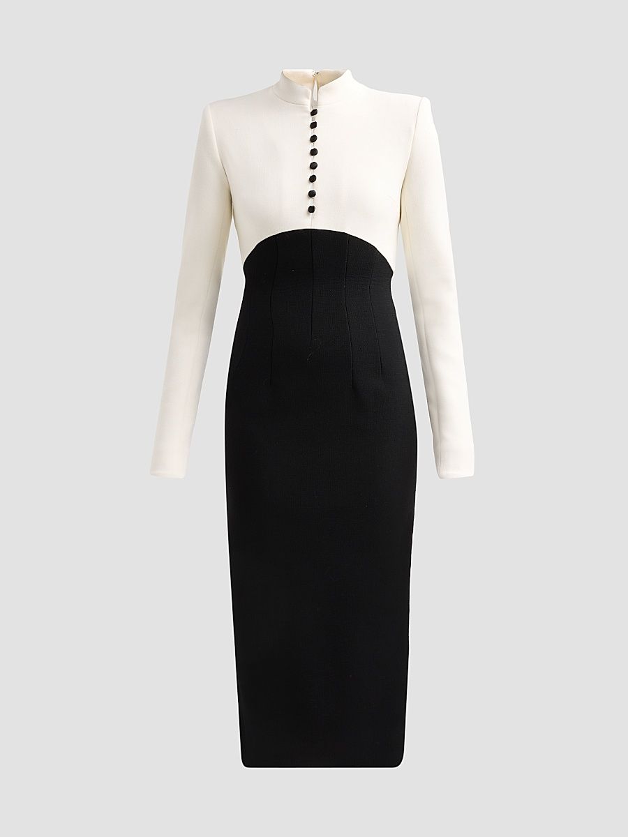 Sergio Hudson Women's Two-Tone Stretch Wool Crêpe Cocktail Dress - Black White - Size 10