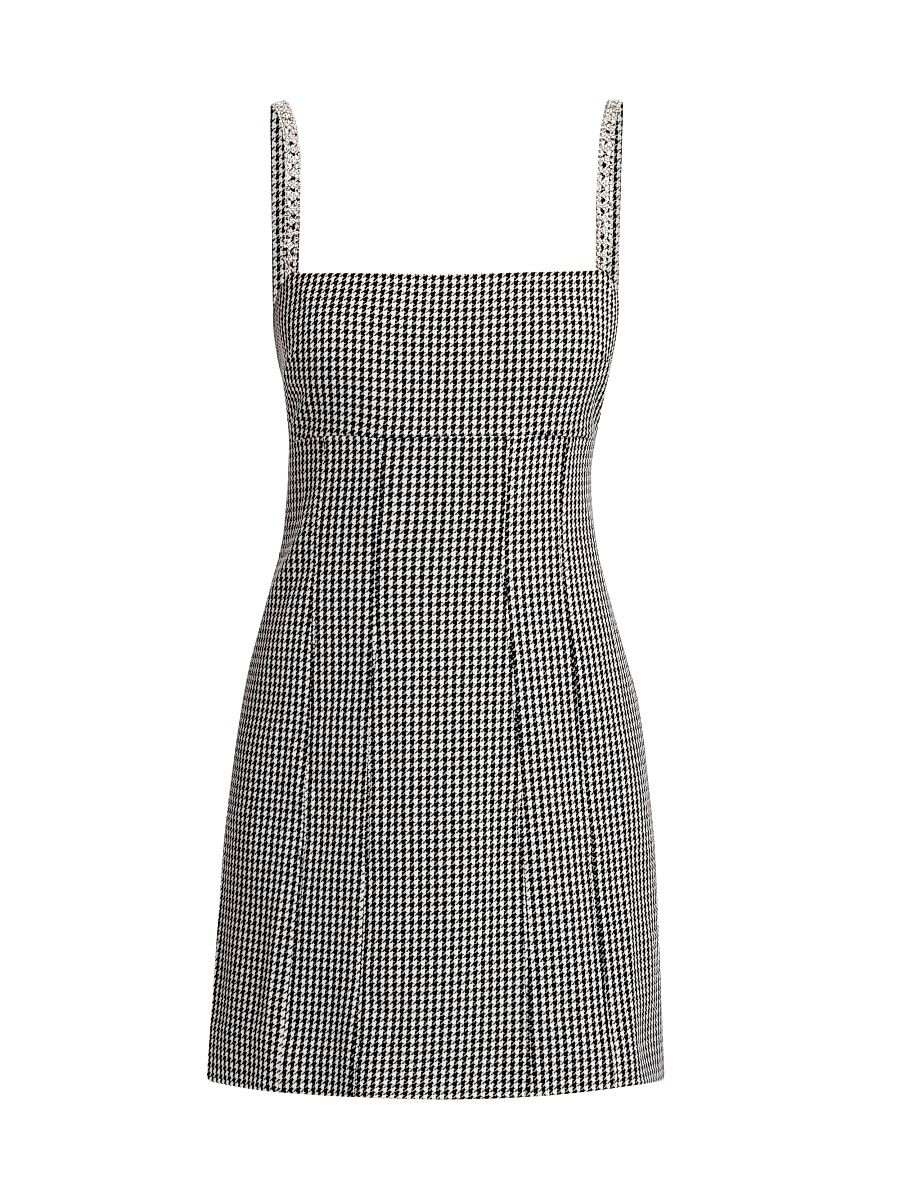 Women's Luca Embellished Houndstooth Minidress - Jet Optic - Size 14