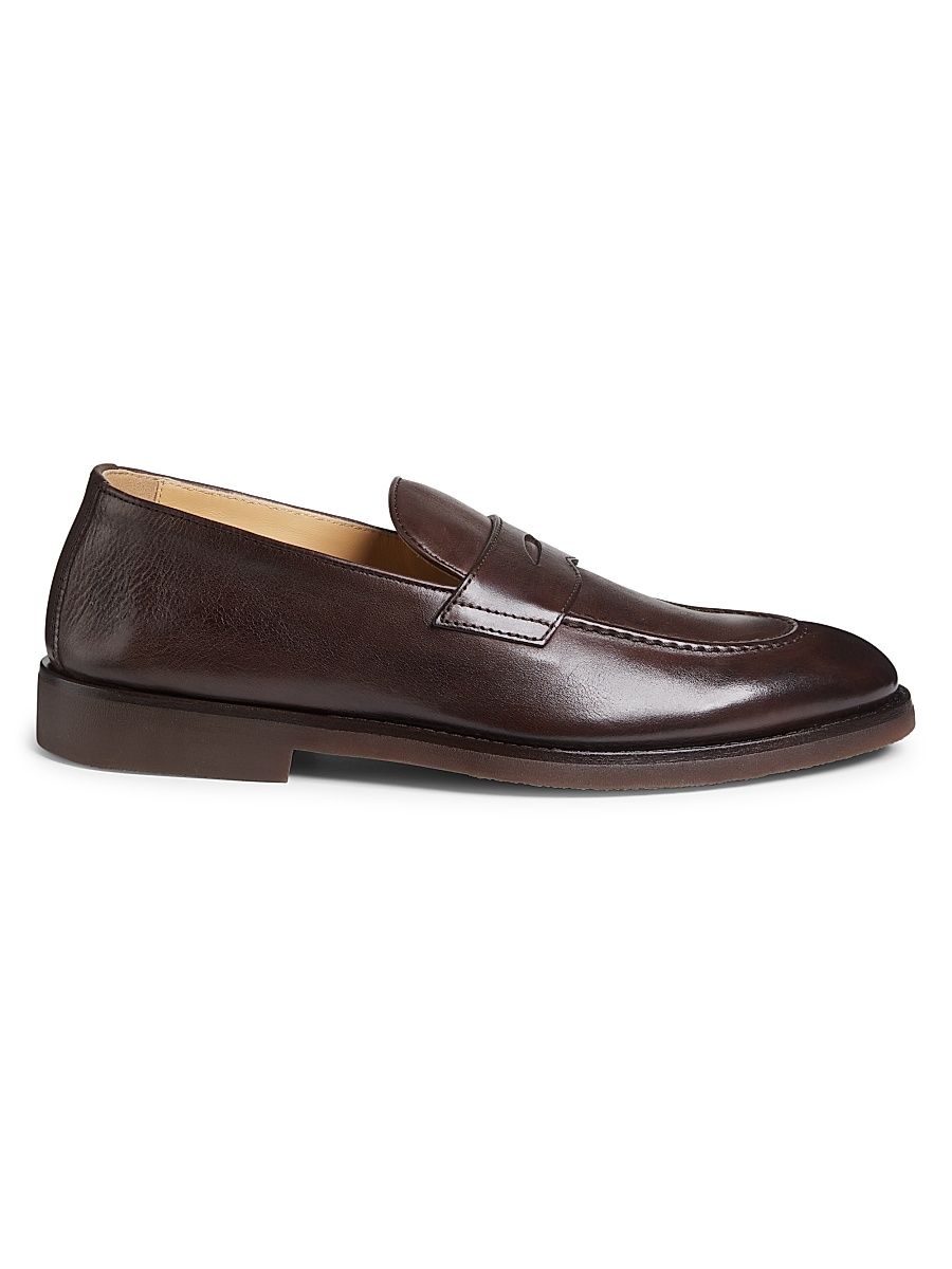 Men's Leather Loafers - Brown - Size 8.5