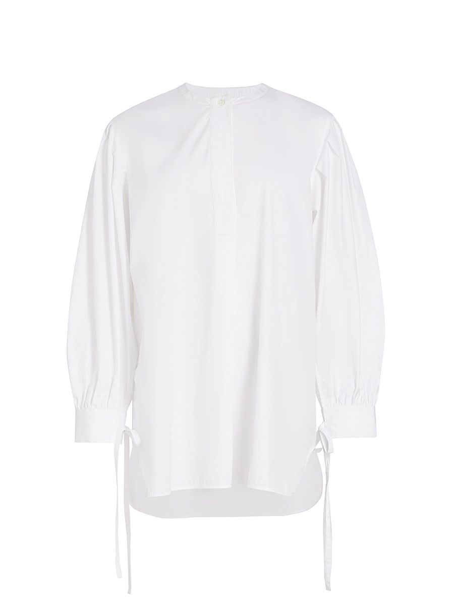 Women's Poplin Tie-Cuff Tunic - White - Size XL