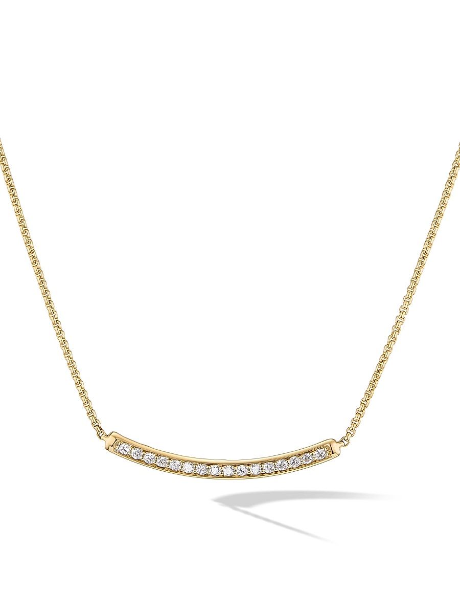 Women's Petite Pavé Bar Necklace in 18K Yellow Gold - Diamond