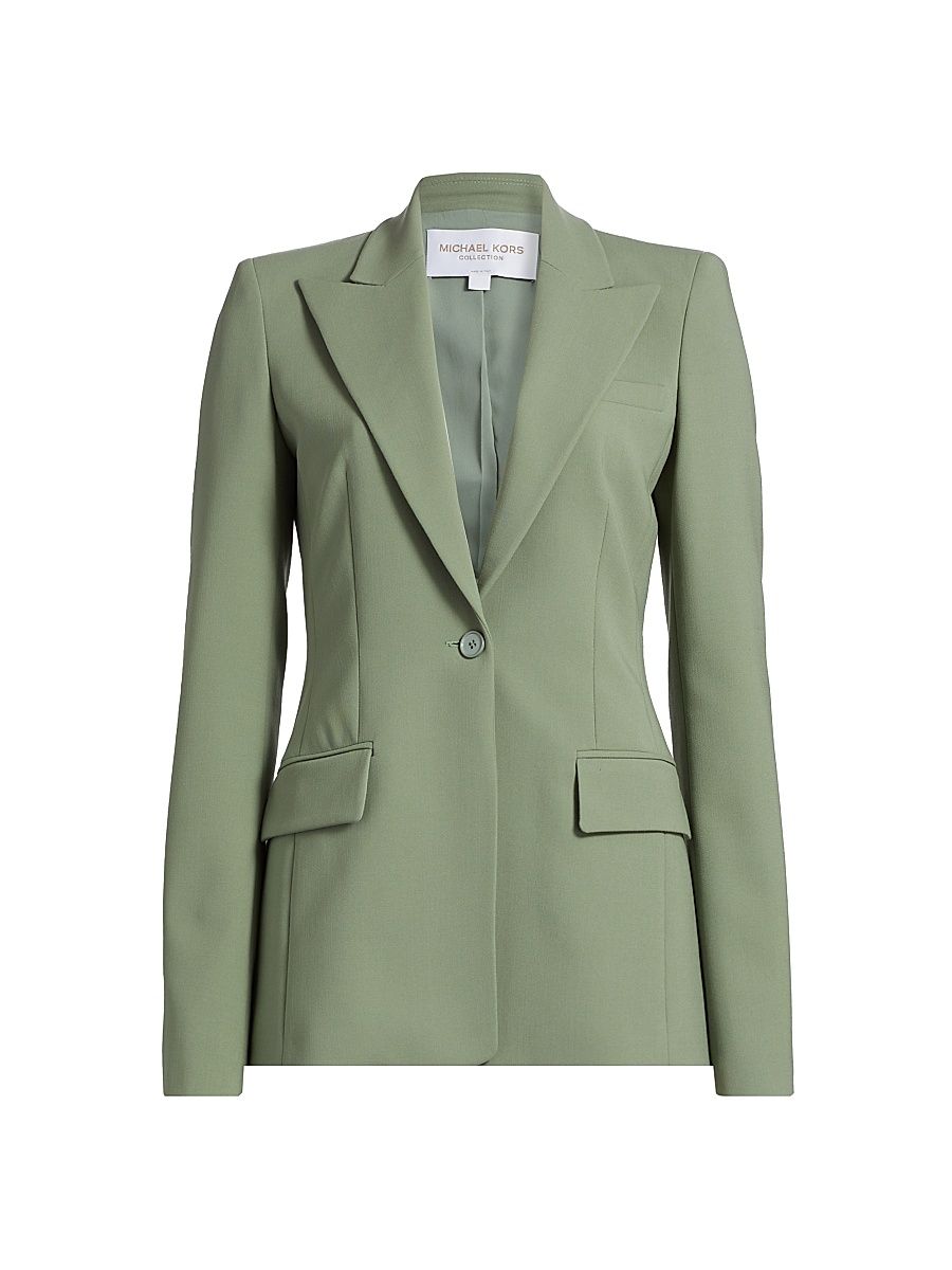 Women's Georgina Stretch Virgin-Wool Single-Breasted Blazer - Celadon - Size 10