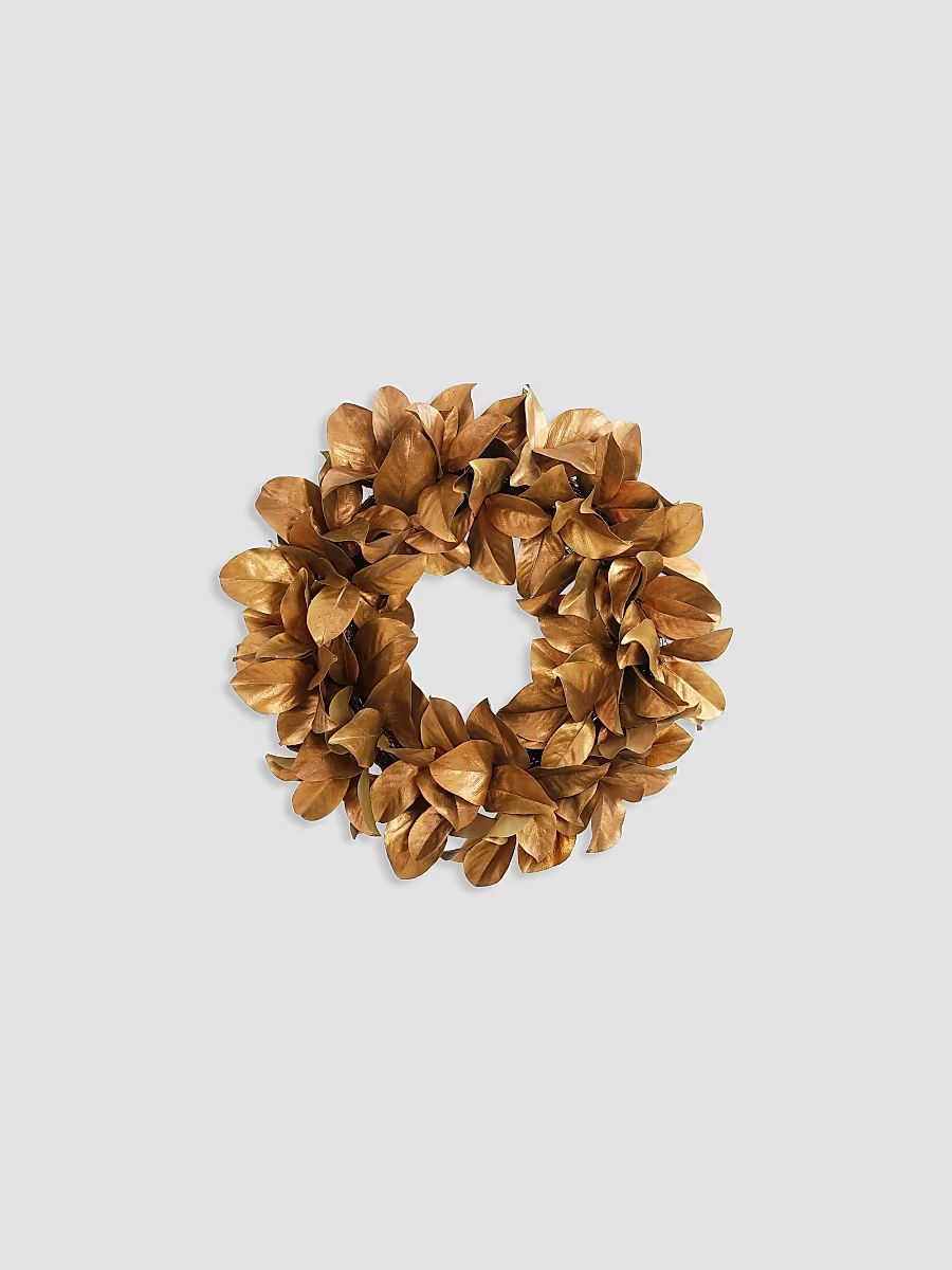 Holiday Magnolia Gold Leaf Wreath - Size 24
