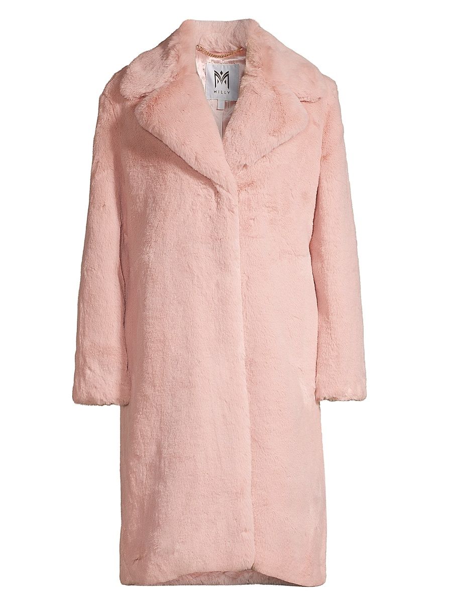 Women's Riley Oversized Faux Fur Coat - Blush - Size Large