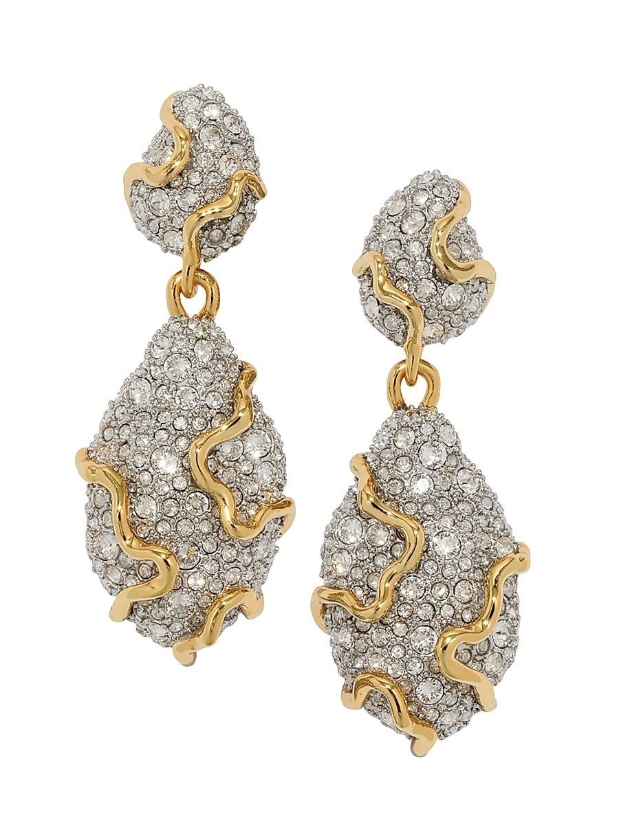 Women's Solanales Rhodium-Plated, 14K-Gold-Plated & Crystal Pebble Drop Earrings - Crystal