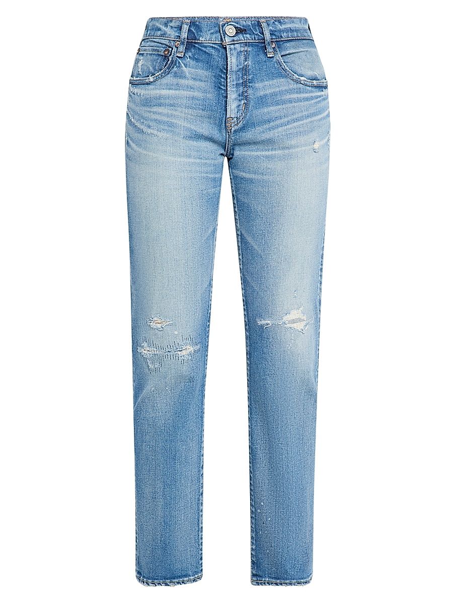 Women's Bridgeville Mid-Rise Distressed Slim-Straight Ankle Jeans - Blue - Size 28