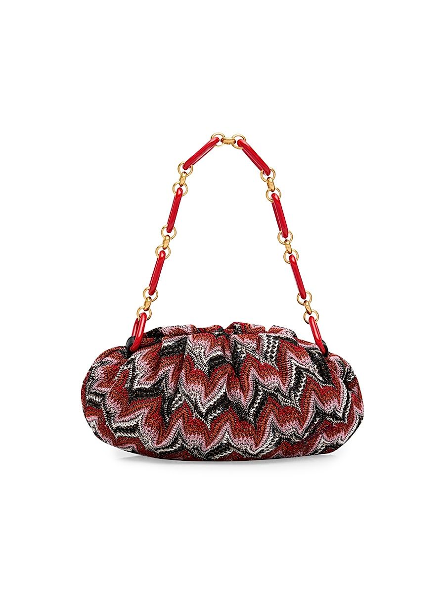 Women's Small Zigzag Cotton Pouch - Red Multi