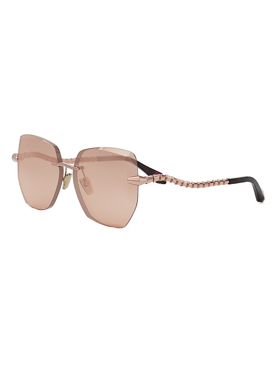 Women's Serpenti Viper 59MM Butterfly Sunglasses - Shiny Rose Gold Brown Mirror