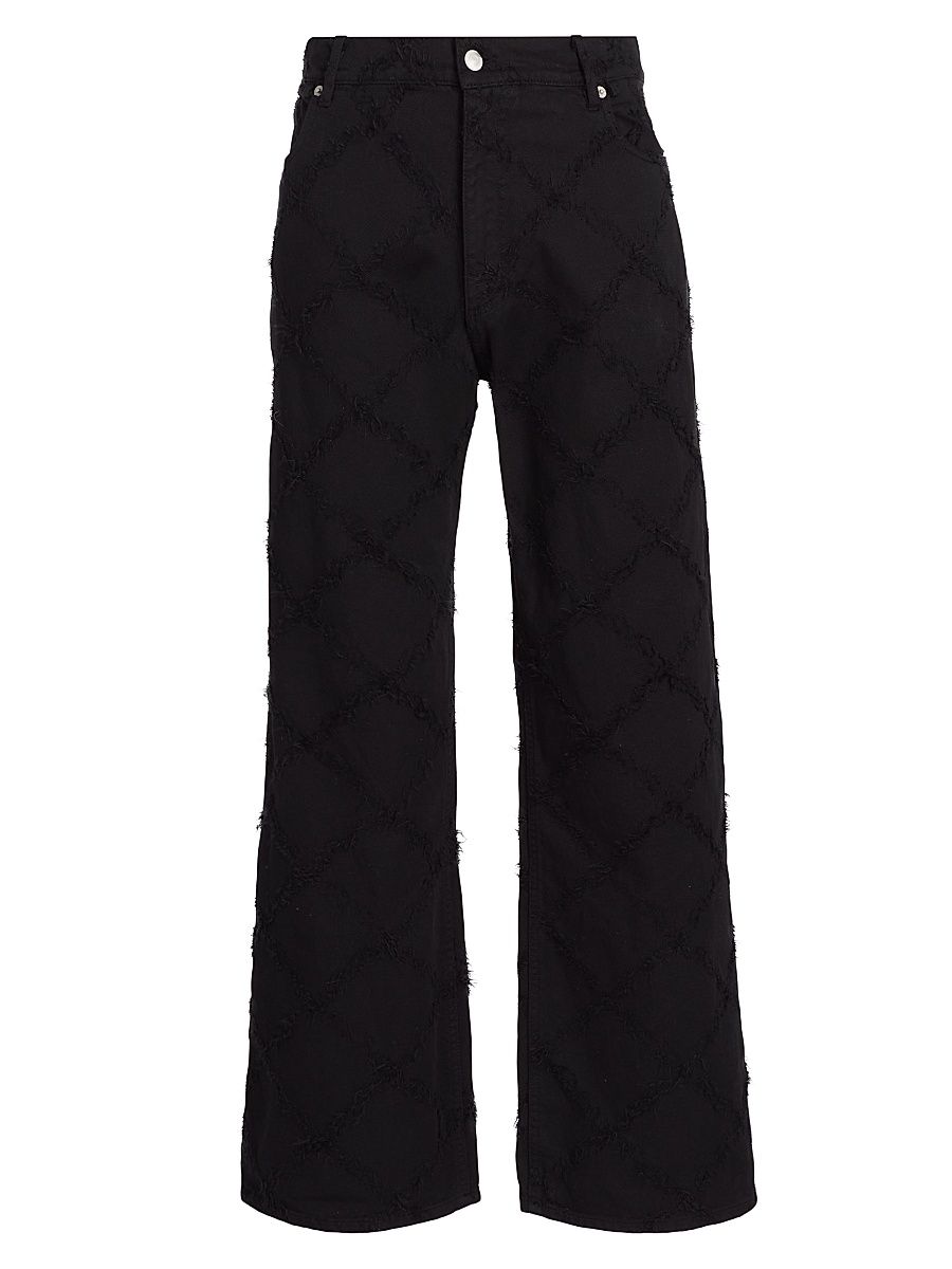 Men's Crisscross Baggy Straight-Leg Jeans - Black - Size 38